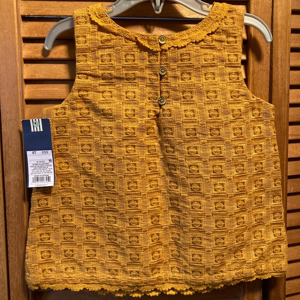Oshkosh Autumn Yellow Brocade Top Sleeveless Top/Tunic - Picture 7 of 12